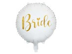 Balon foliowy biały złoty napis Bride 45cm