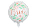 Balon foliowy biały w kwiaty napis Bride 45cm