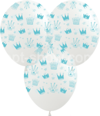 Balony lateksowe krystaliczne błękitne korony 30cm 5szt