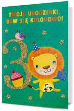 Pamiątka zielona Lew na 3 urodziny 19x13cm