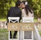 Zawieszki ślubne z juty na krzesło Mr Mrs 2szt