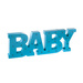Napis drewniany Baby niebieski świecący
