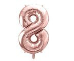 Balon foliowy różowe złoto cyfra 8 86cm