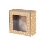 Pudełko kraft z okienkiem 200x200x100mm Serduszka