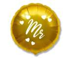 Balon foliowy ślubny Mr okrągły złoty 45cm