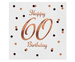 Serwetki papierowe 60 urodziny białe różowe złoto