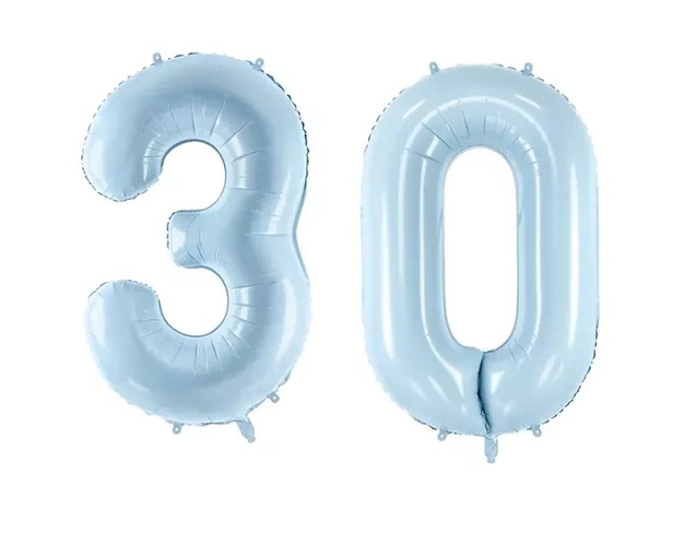 Balony foliowe błękitne liczba 30 urodziny 72cm