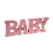 Napis drewniany Baby różowy świecący