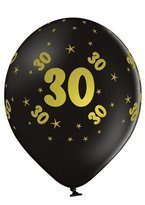 Balony lateksowe 30 urodziny czarne 5szt