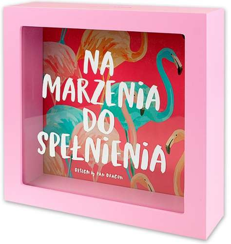Skarbonka drewniana różowa Na marzenia do spełnienia