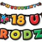 Baner urodzinowy 18 urodziny kolorowy 196cm