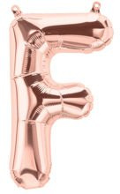 Balon foliowy w kształcie litery F - różowe złoto - 35cm