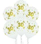 Balony lateksowe 30 urodziny białe 5szt
