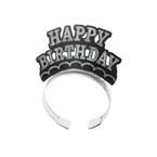 Opaska urodziny Happy Birthday czarno srebrna 1szt