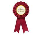 Broszka kotylion okolicznościowy Super Mama bordowy