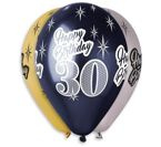 Balony metaliczne Happy Birthday 30 12cali 6szt
