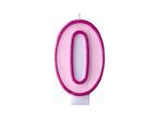 Świeczka cyferka 0 na tort różowa