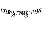 Baner świąteczny Christmas Time czarny 14x80 cm