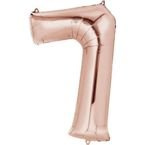 Balon foliowy różowe złoto cyfra 7 85cm