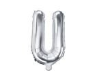 Balon foliowy srebrny litera U 35cm
