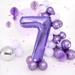 Balon foliowy fioletowy cyfra 7 100cm