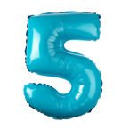 Balon foliowy błękitny cyfra 5 60cm