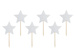 Dekoracje babeczek pikery Gwiazdki srebrne 6szt