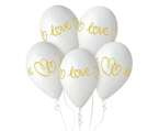 Balony lateksowe ślubne białe Love 13cali 33cm 5szt