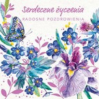 Laurka kwiaty Serdeczne Życzenia 15x15cm