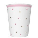 Kubeczki papierowe białe różowe gwiazdki 250ml 8szt