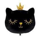 Balon foliowy Kotek w koronie czarny 64x76cm