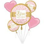 Bukiet balonów z okazji ślubu różowo-złote 5szt