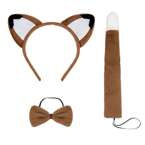 Zestaw brązowy Lisek opaska muszka ogonek