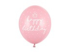 Balon lateksowy Happy Birthday jasnoróżowy 1szt
