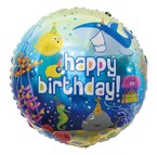 Balon foliowy Morskie zwierzątka Happy Birthday okrągły 45cm