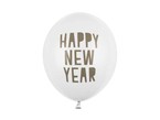 Balon lateksowy Happy New Year biały 30cm 1szt