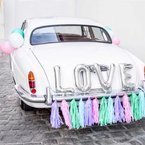 Zestaw do dekoracji auta ślubnego pastelowy