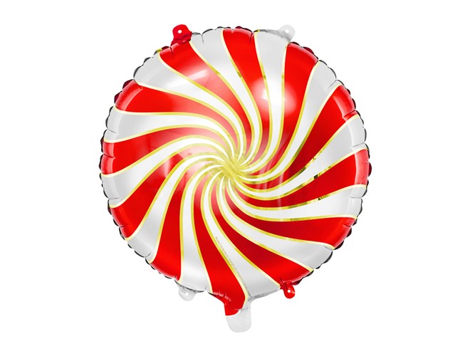 Balon foliowy cukierek czerwono biały 35cm