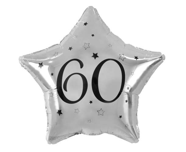 Balon foliowy gwiazdka srebrny 60 urodziny 45cm