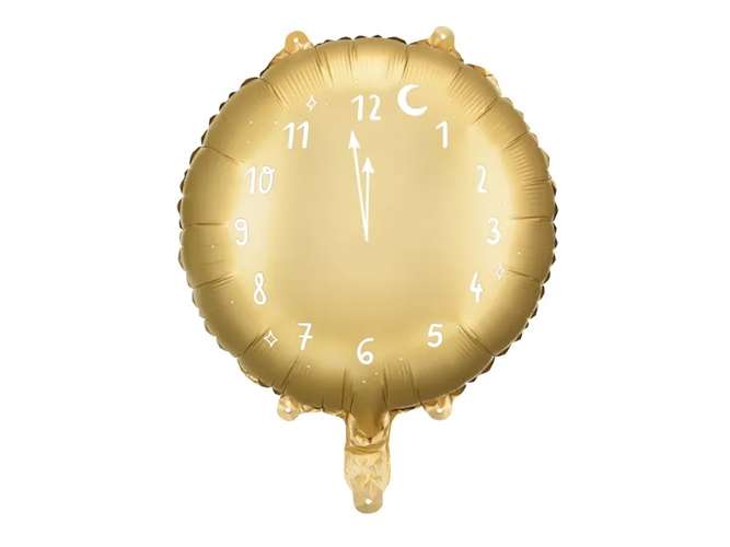Balon foliowy złoty zegar Sylwester 45cm