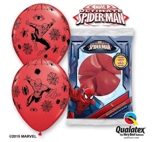 Balony lateksowe Spiderman czerwone 30cm 6szt