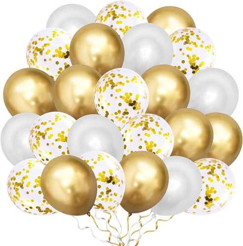 Bukiet balonowy złoty glossy biały 30cm 24szt