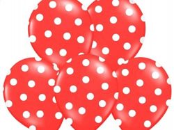 Balon lateksowy czerwony kropki białe 14 cali 1szt